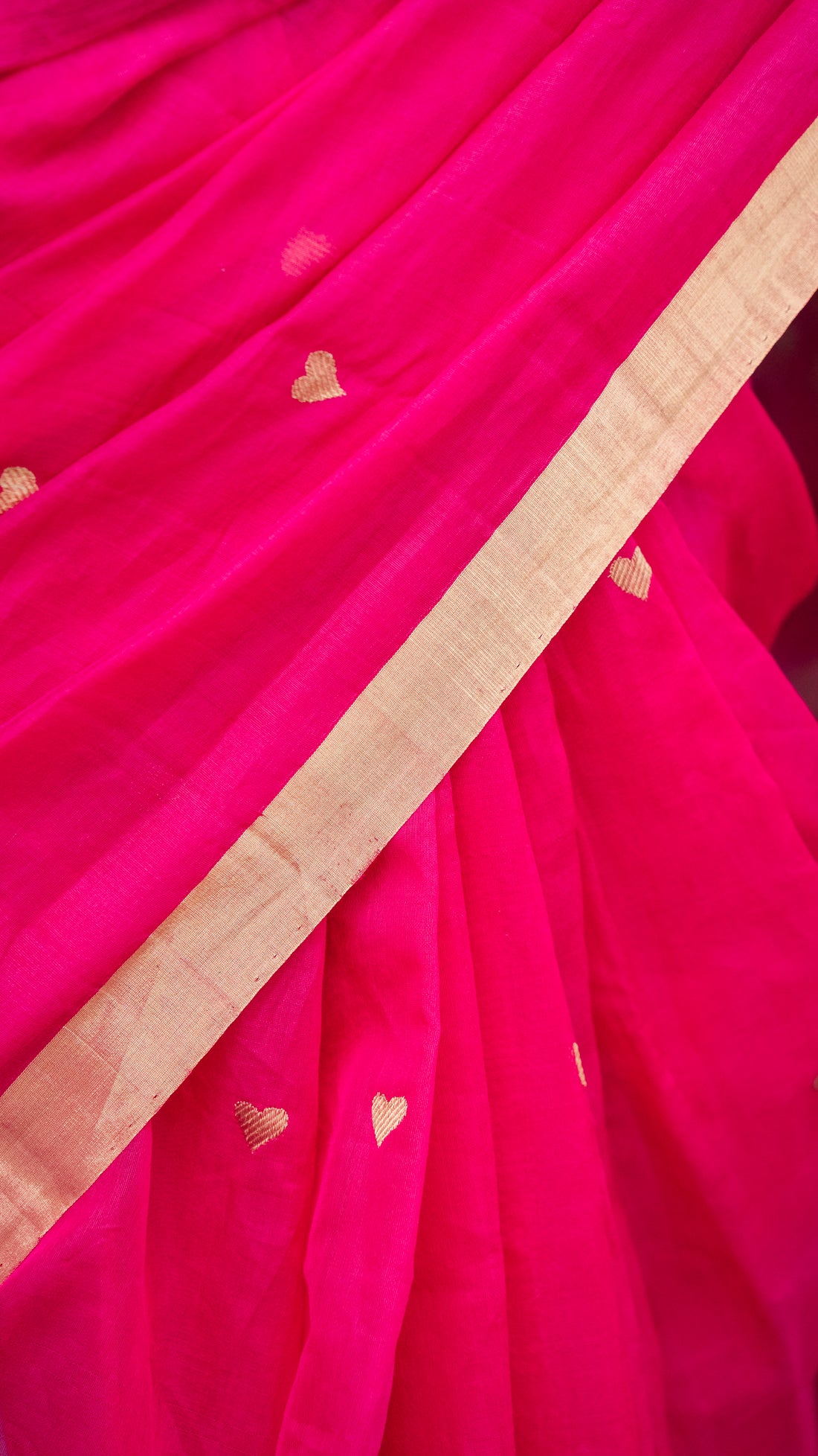 Handloom Pink Chanderi Saree With Heart Motifs