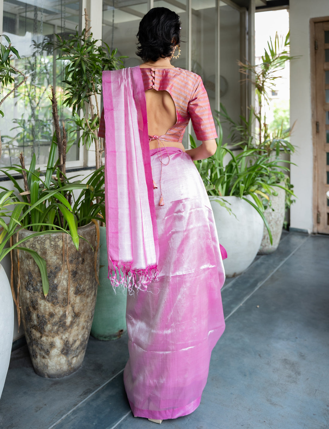 Handloom Pink Mangalgiri Cotton Silk Saree