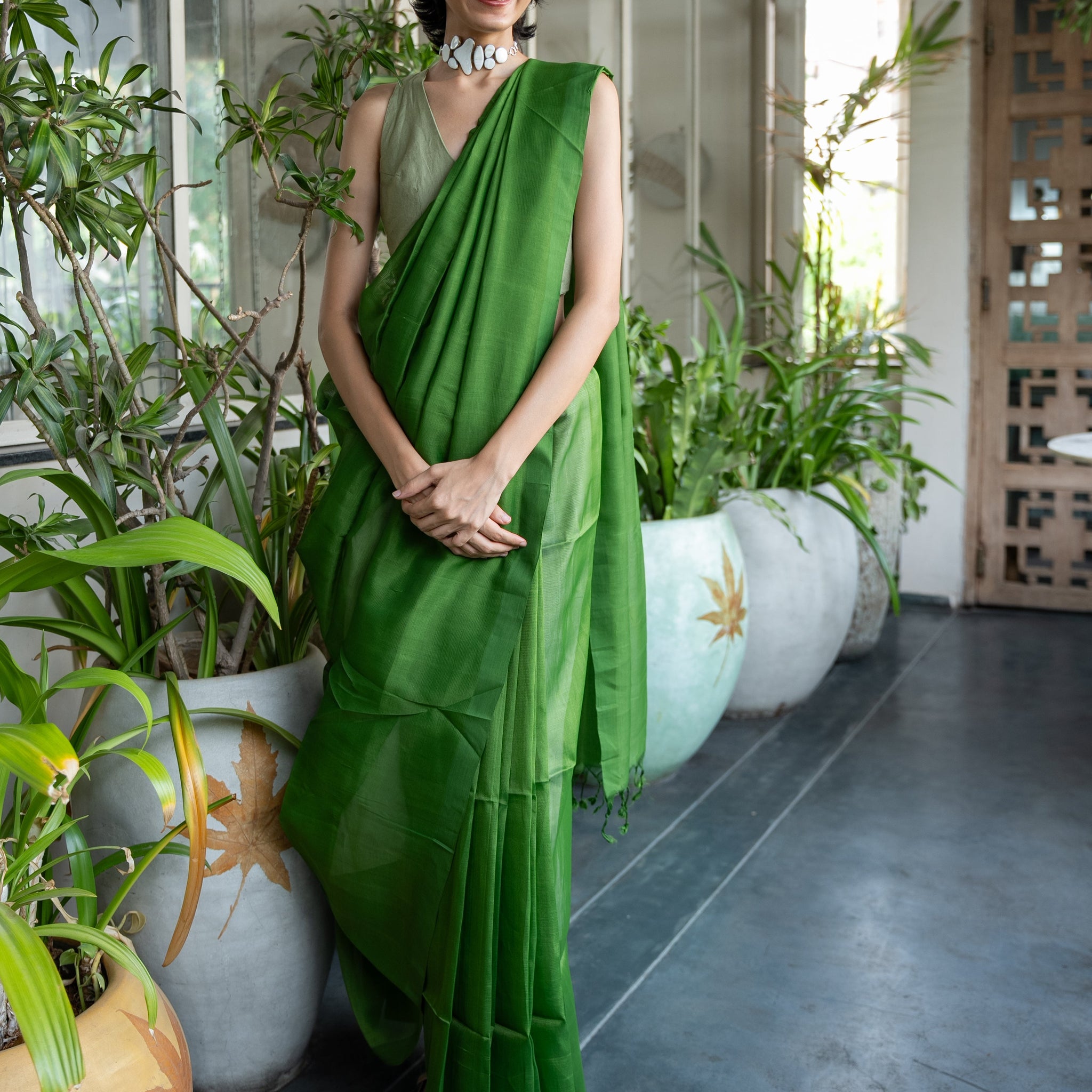 Handloom Green Mangalgiri Cotton Silk Saree