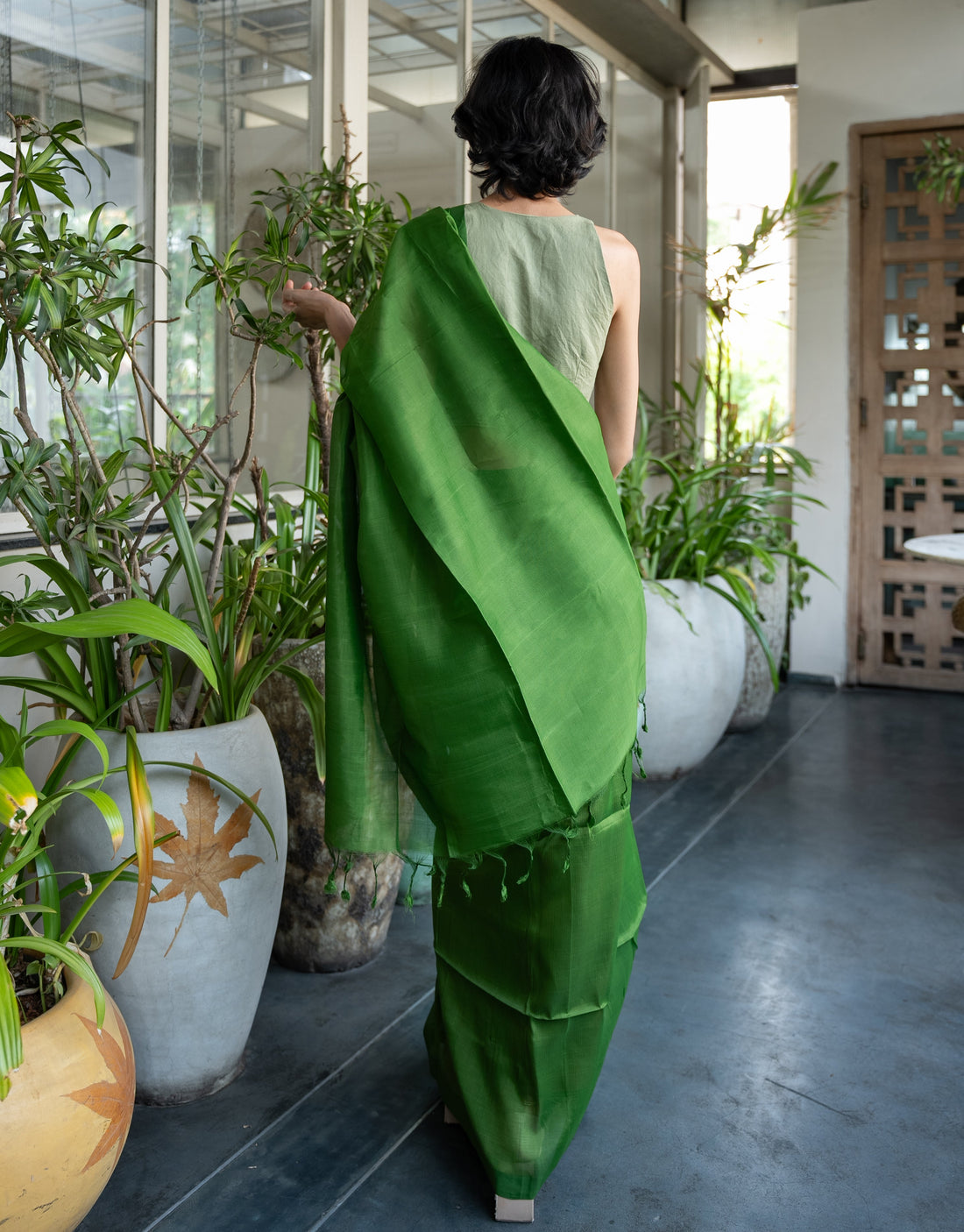 Handloom Green Mangalgiri Cotton Silk Saree