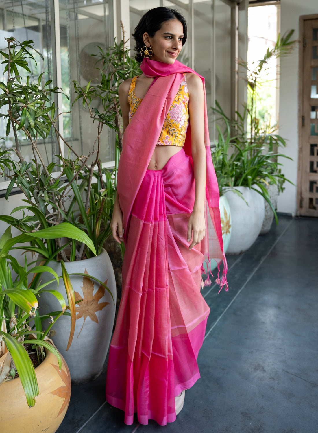 Handloom Pink Mangalgiri Cotton Silk Saree