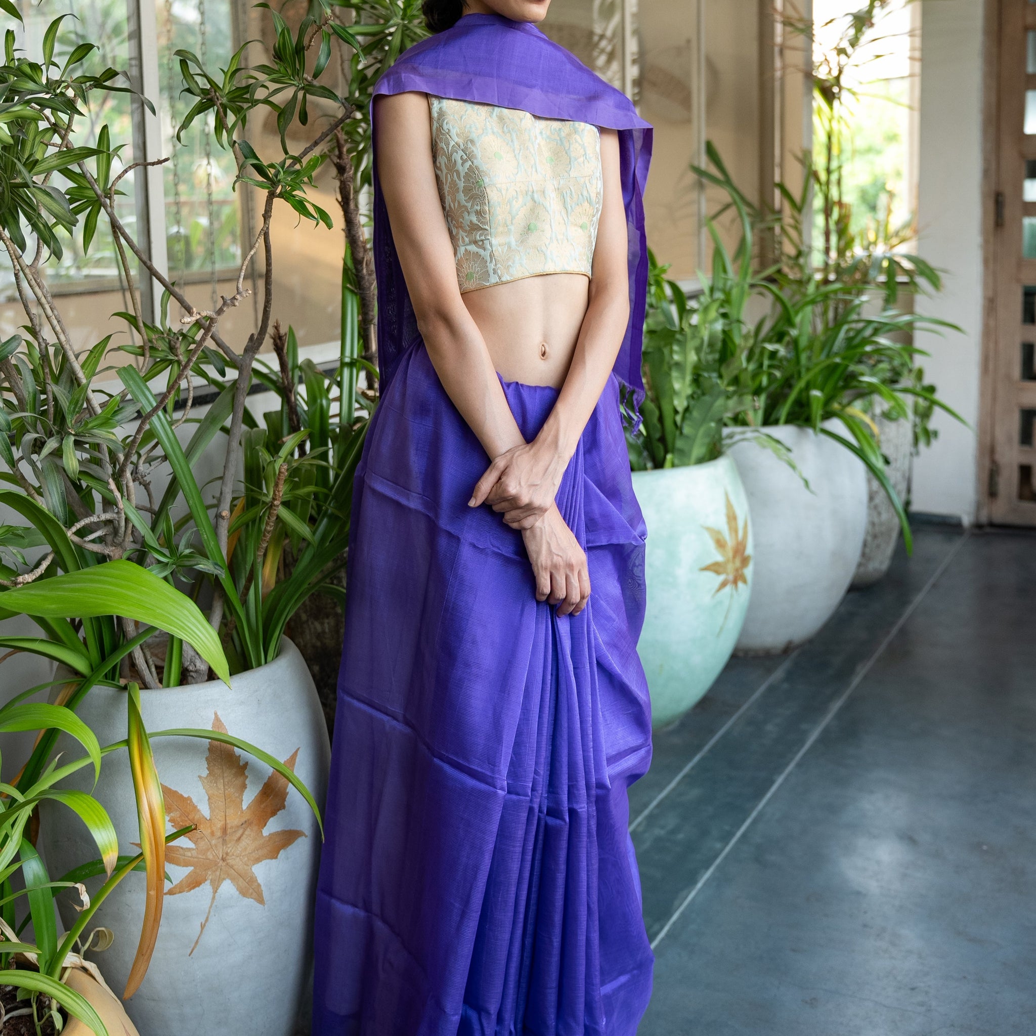 Handloom Purple Mangalgiri Cotton Silk Saree