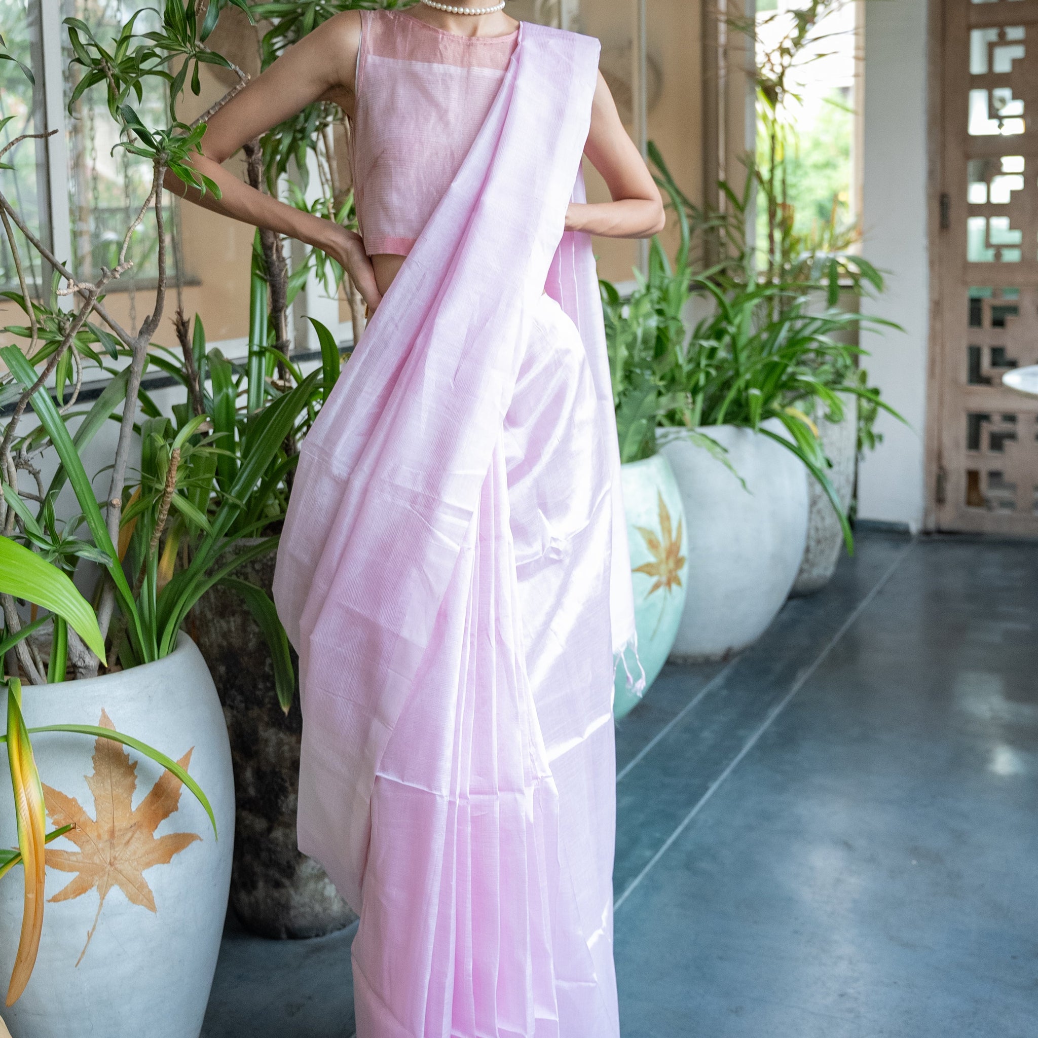 Handloom Lavender Mangalgiri Cotton Silk Saree