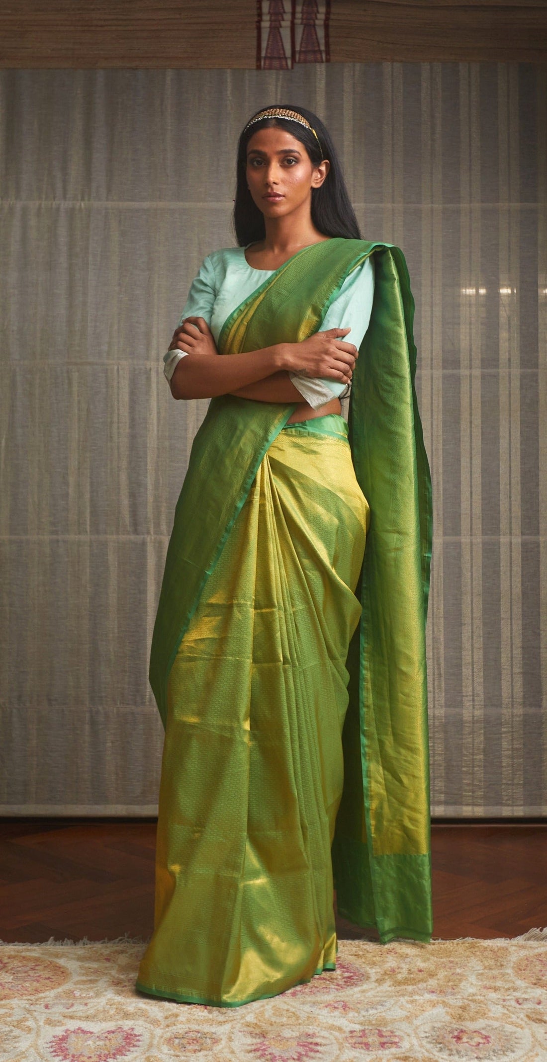 Handwoven Light Green Banarasi Saree