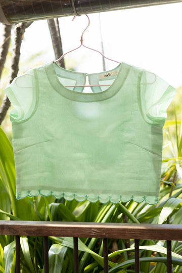 Handwoven Mangalgiri Silk Green Blouse