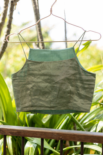 Handwoven Chanderi Silk Green Metallic Blouse