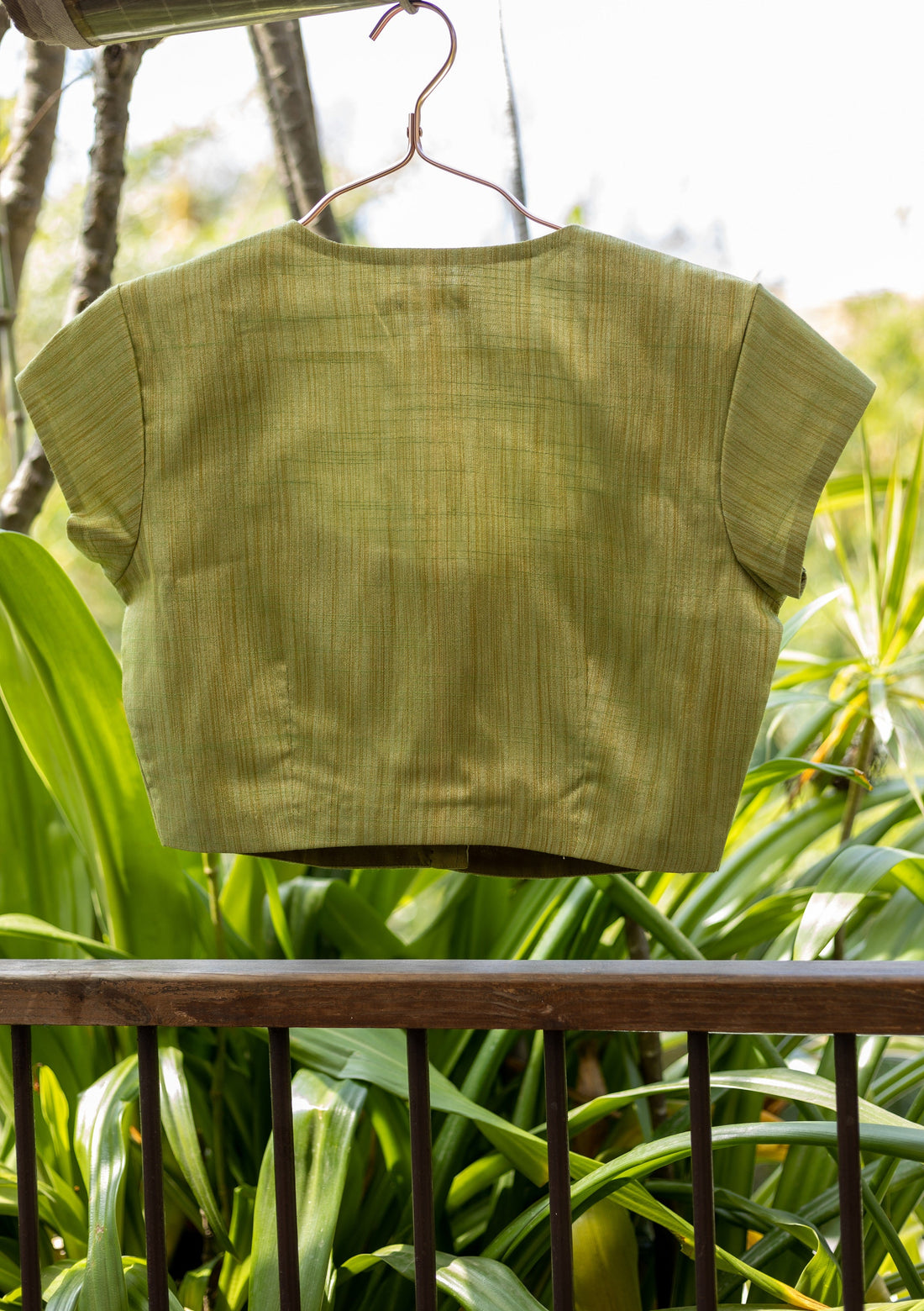 Handloom Khadi Silk Olive Green Blouse