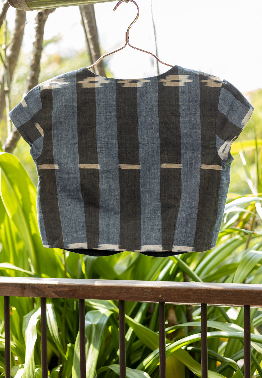 Handloom Cotton Grey & Black Blouse