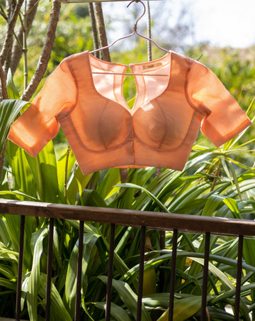 Handwoven Peach Mangalgiri Silk Blouse