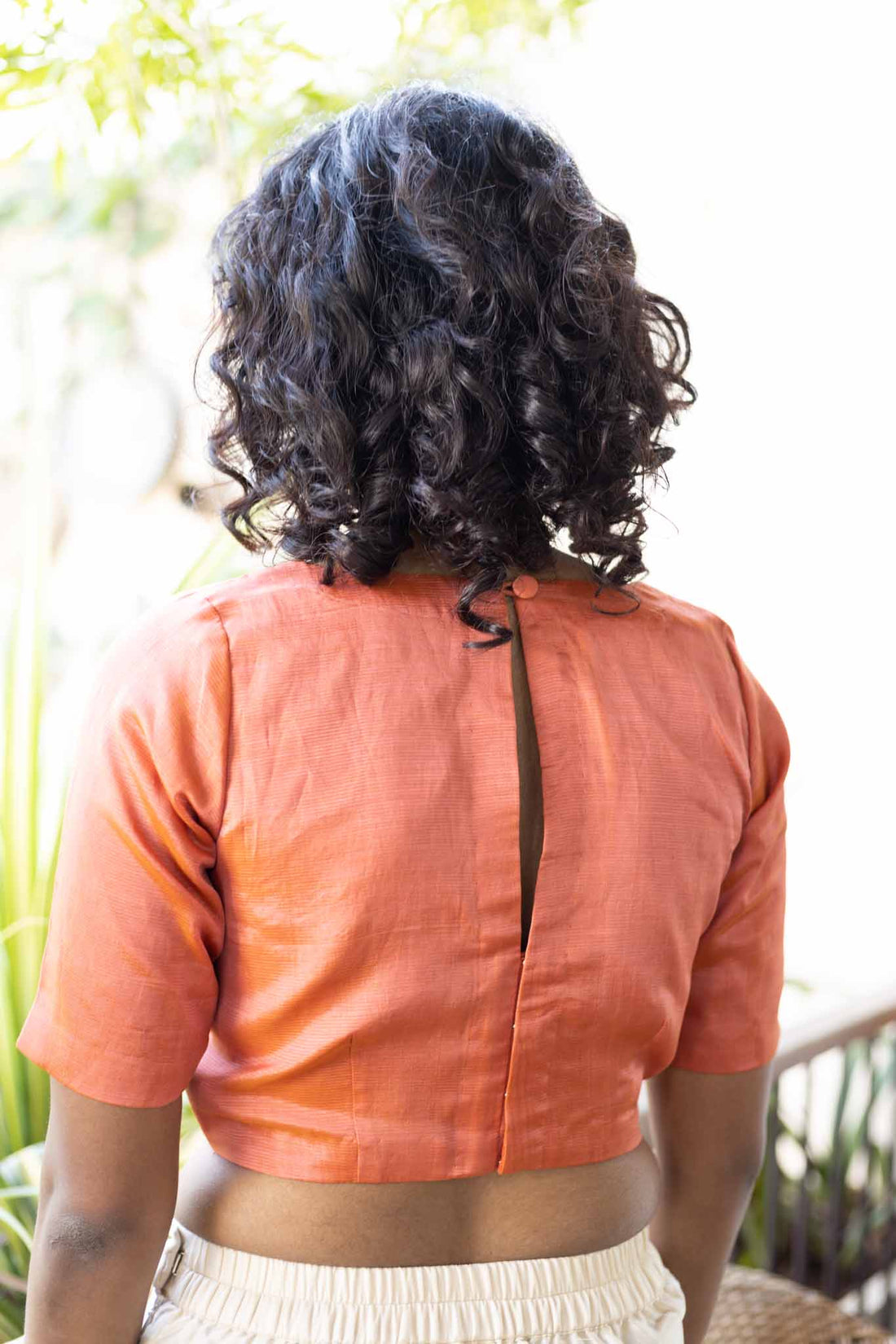 Handwoven Orange Mangalgiri Silk Blouse