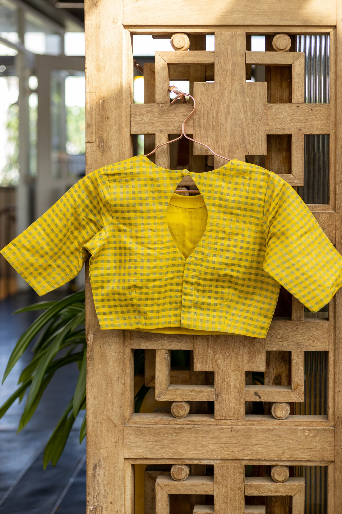 Handloom Cotton Checkered Blouse