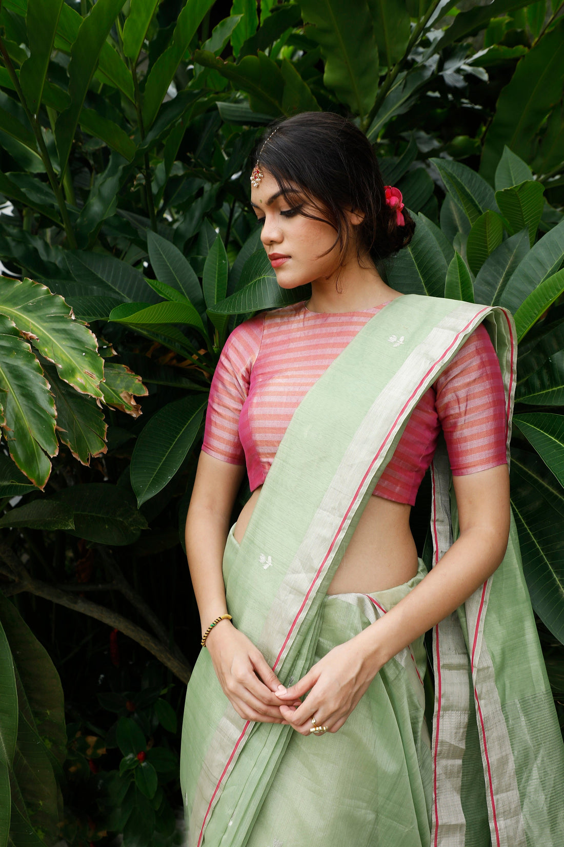 Handwoven Mint  Chanderi Saree