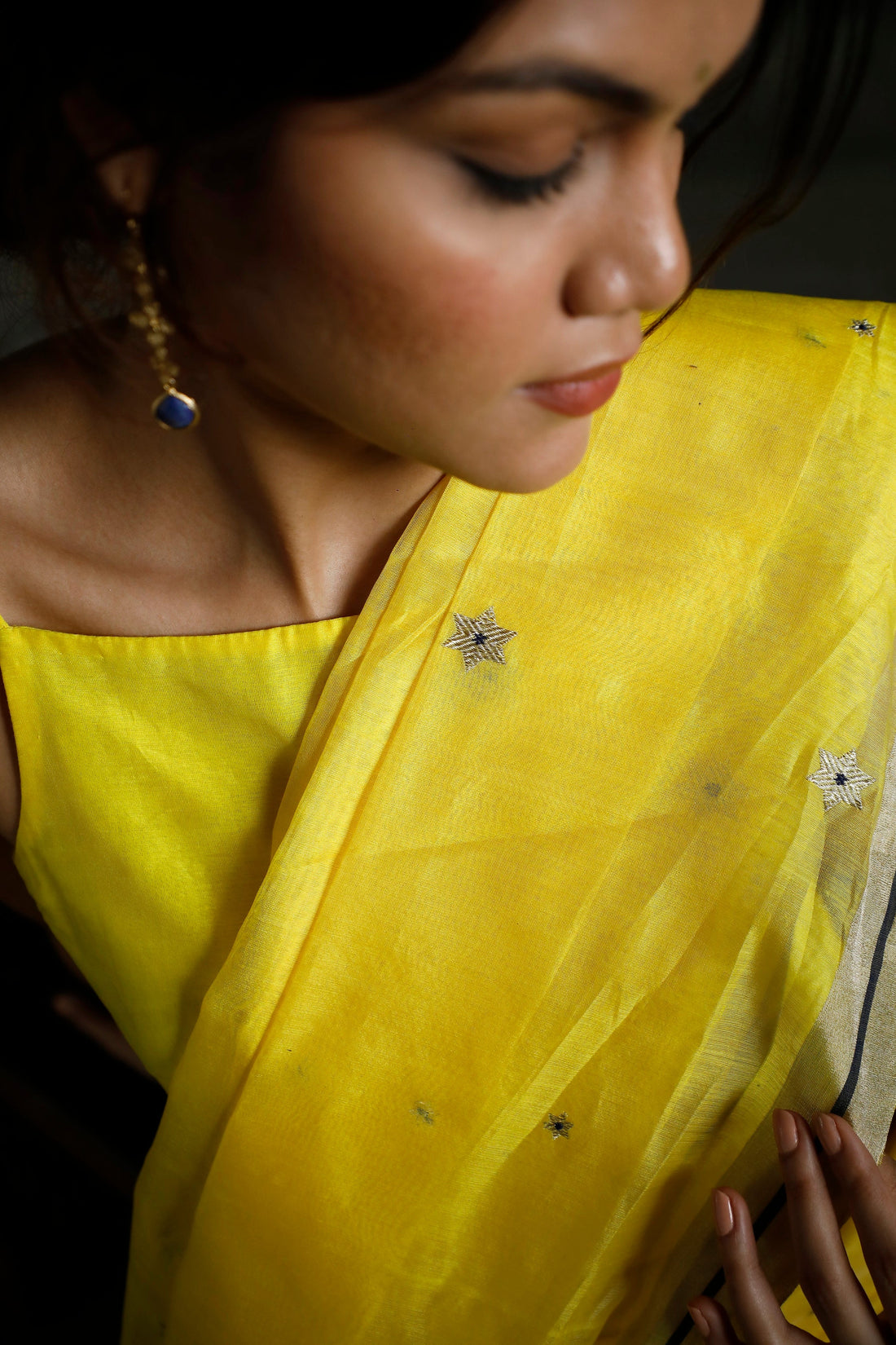 Handwoven Yellow Chanderi Saree