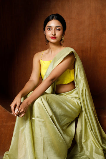 Handwoven Lime Mangalgiri Saree