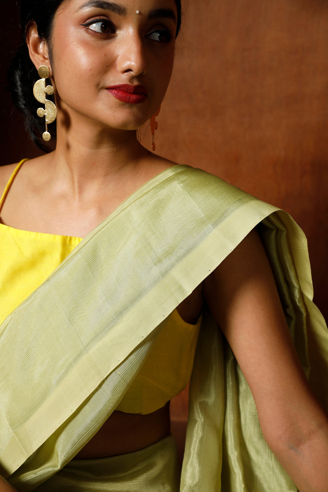 Handwoven Lime Mangalgiri Saree