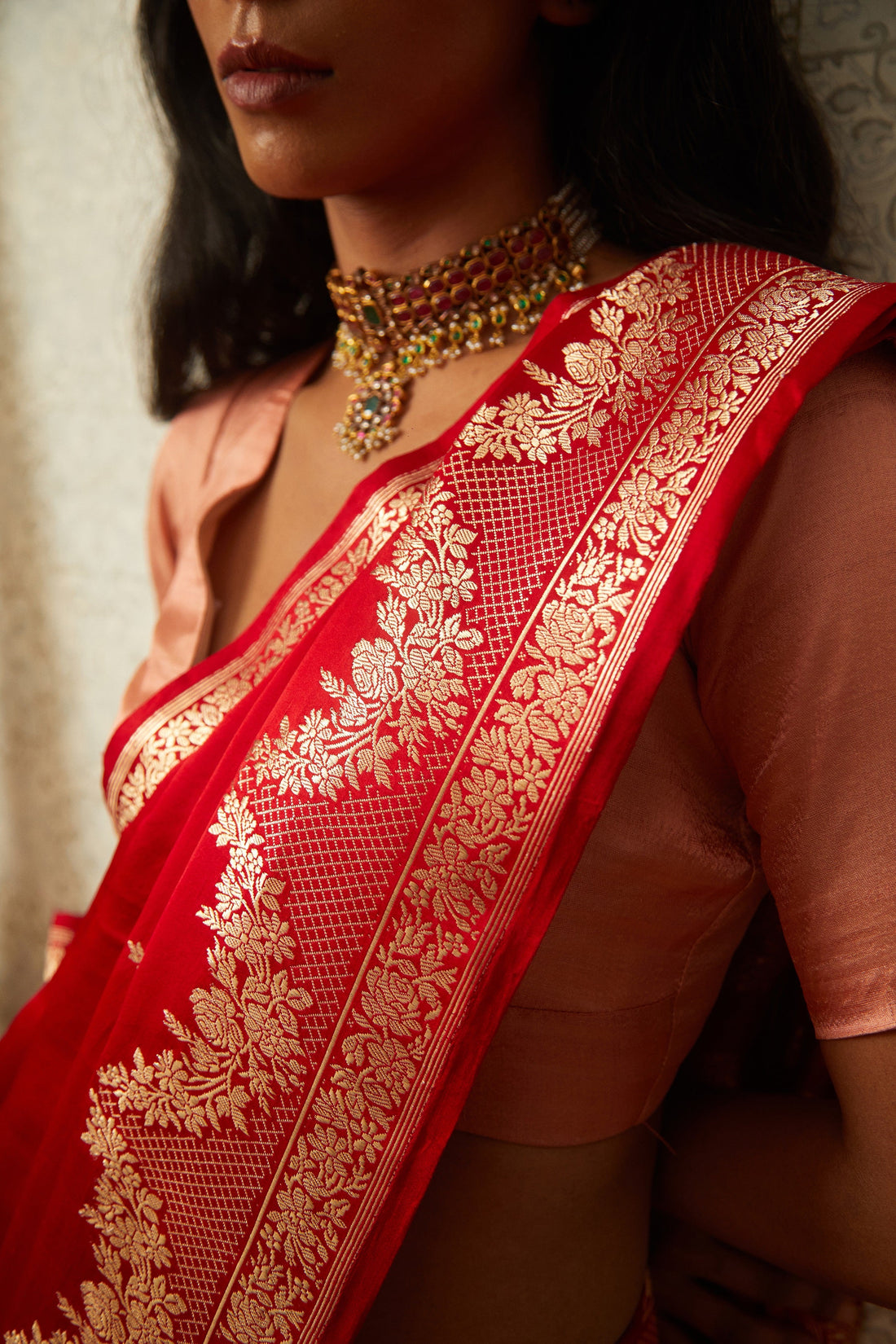 Handwoven Red & Gold Banarasi Saree