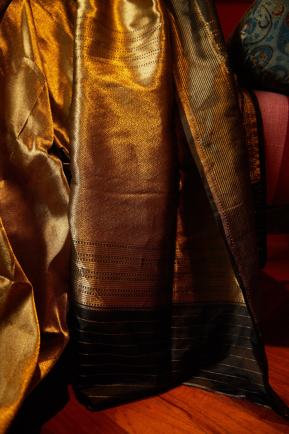 Handwoven Gold & Black Banarasi Saree