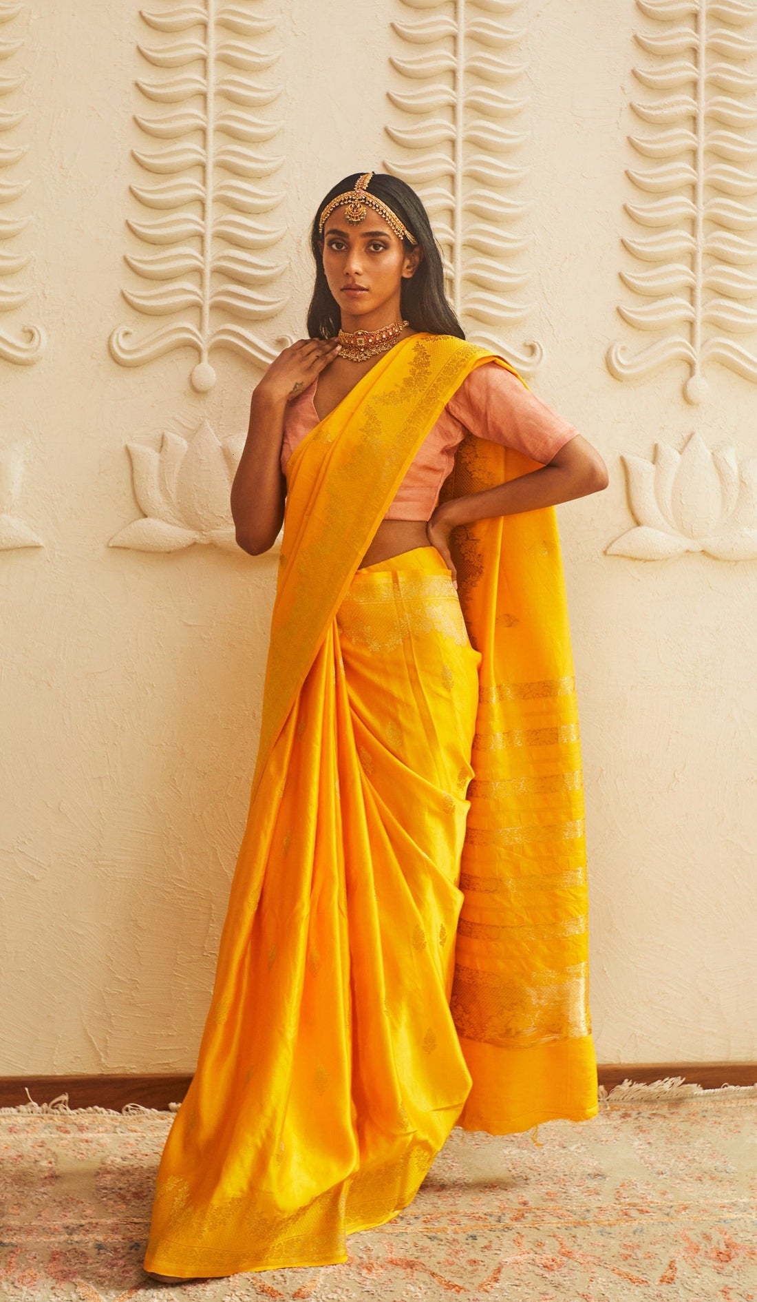 Handwoven Yellow & Gold Banarasi Saree