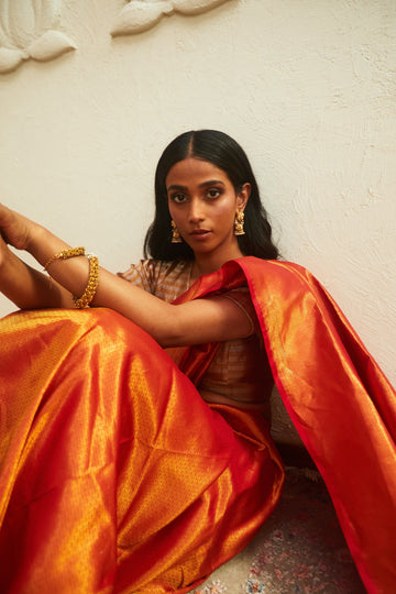 Handwoven Red & Gold Banarasi Saree