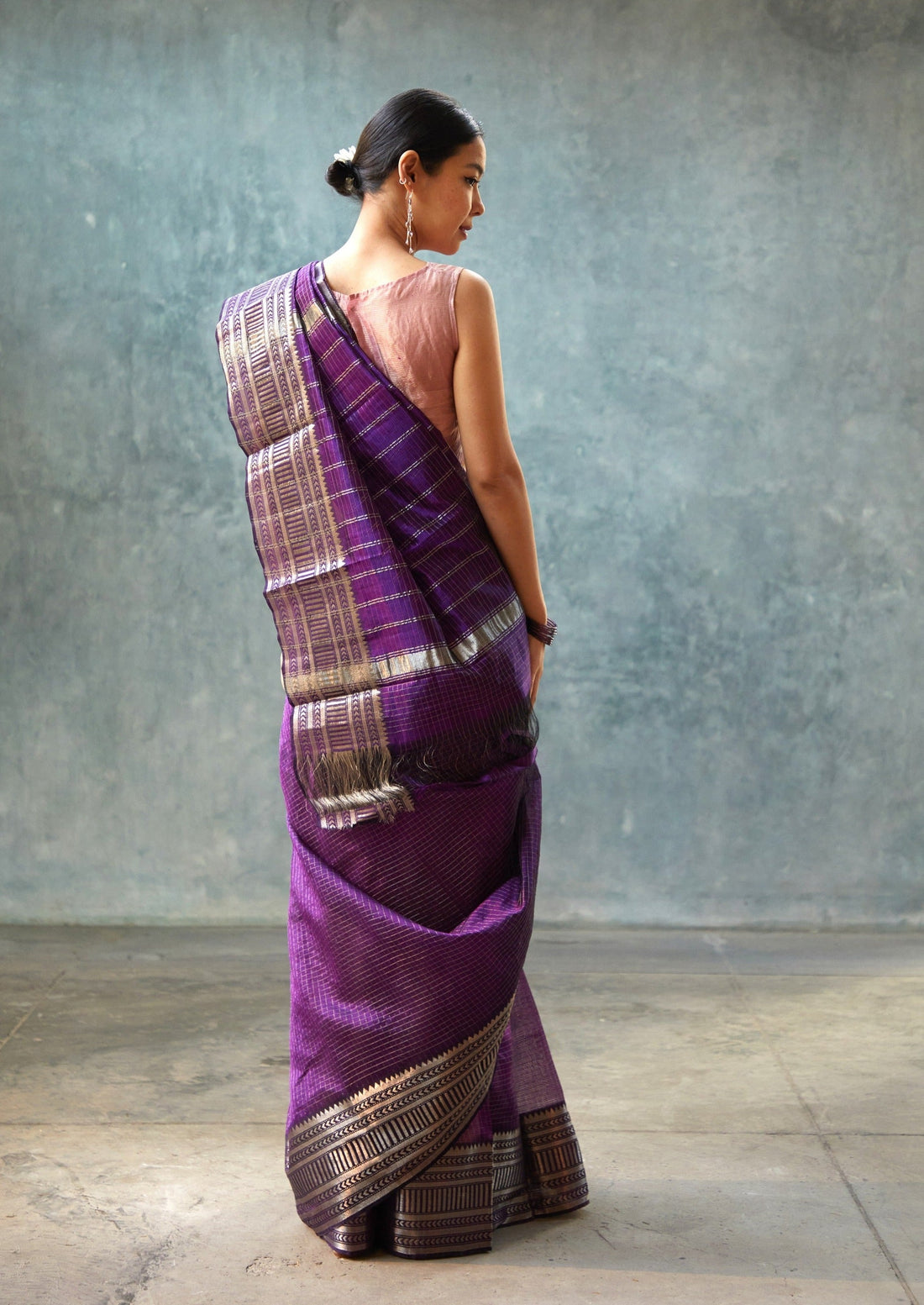 Handloom Violet Mangalgiri Saree