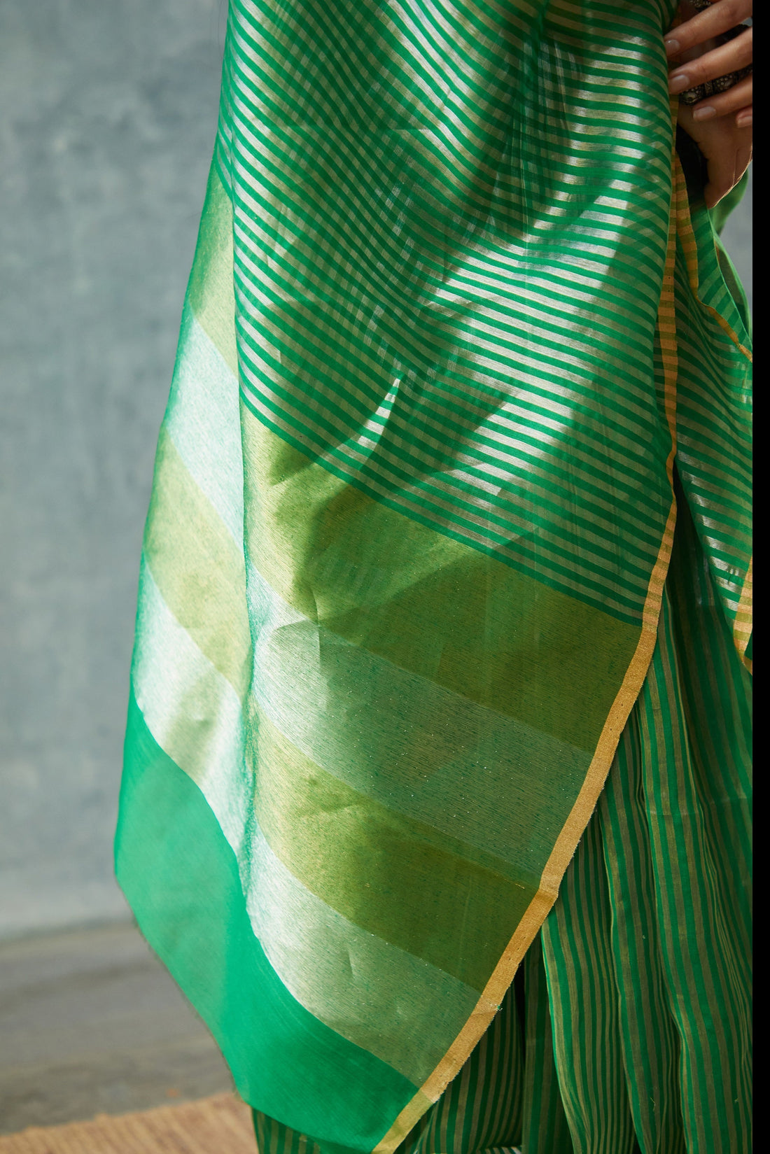 Handloom Green Chanderi Tissue Saree