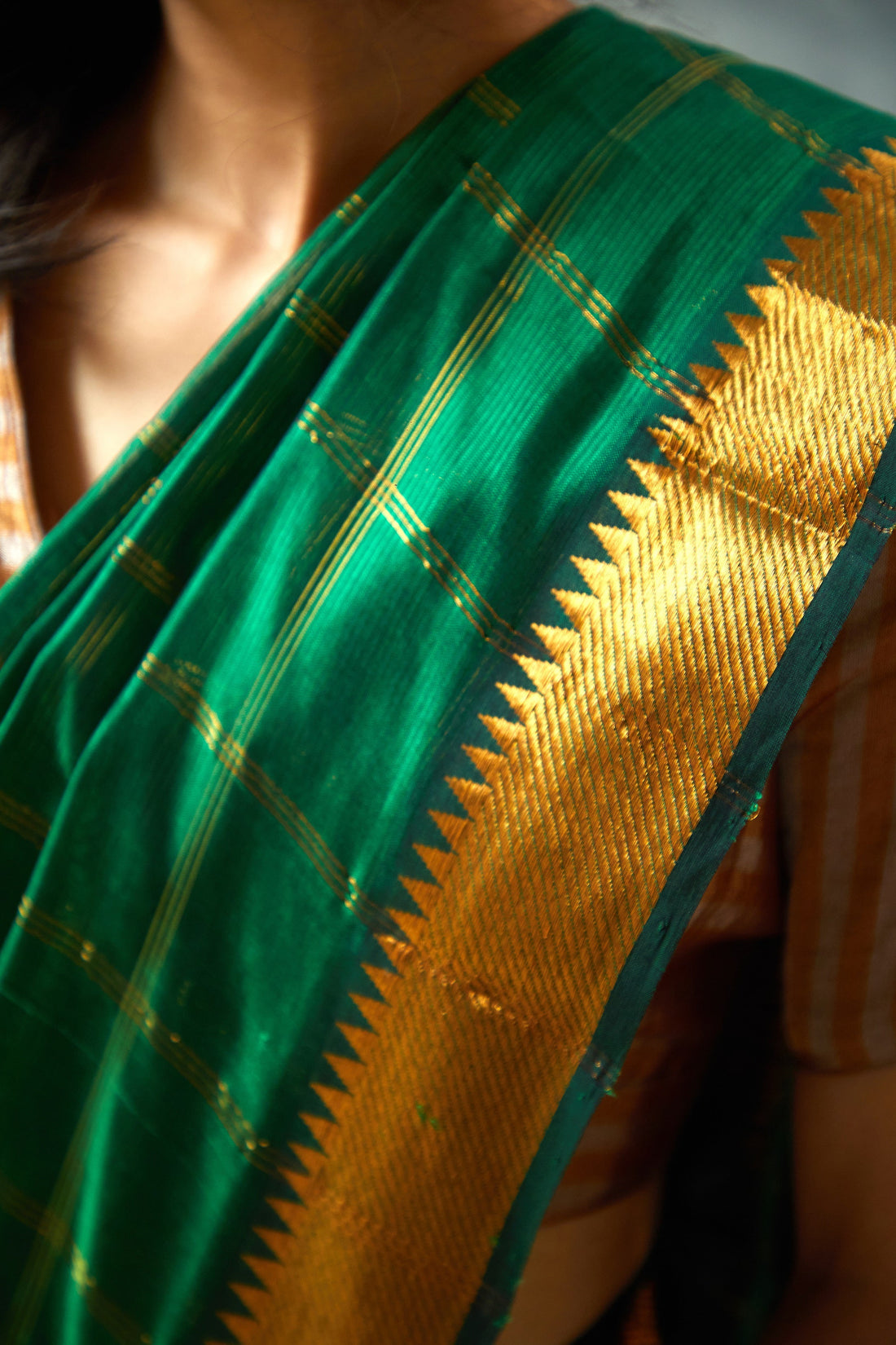 Handloom Green Mangalgiri Saree