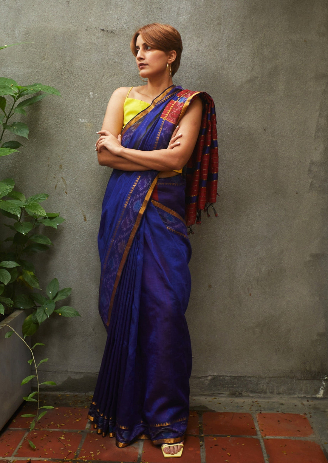 Handwoven Cotton Silk Blue Mangalgiri Saree