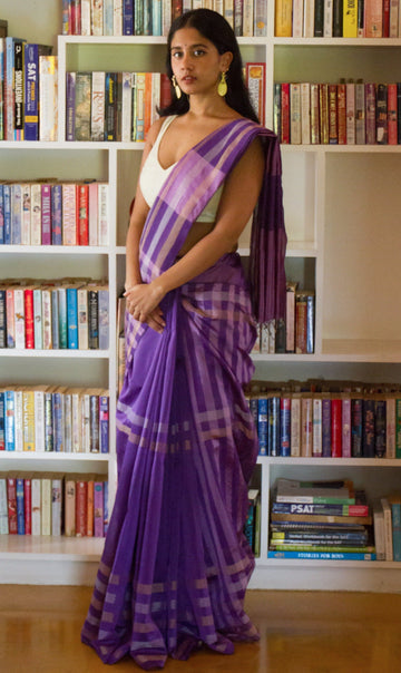 Handloom Purple Maheshwari Saree