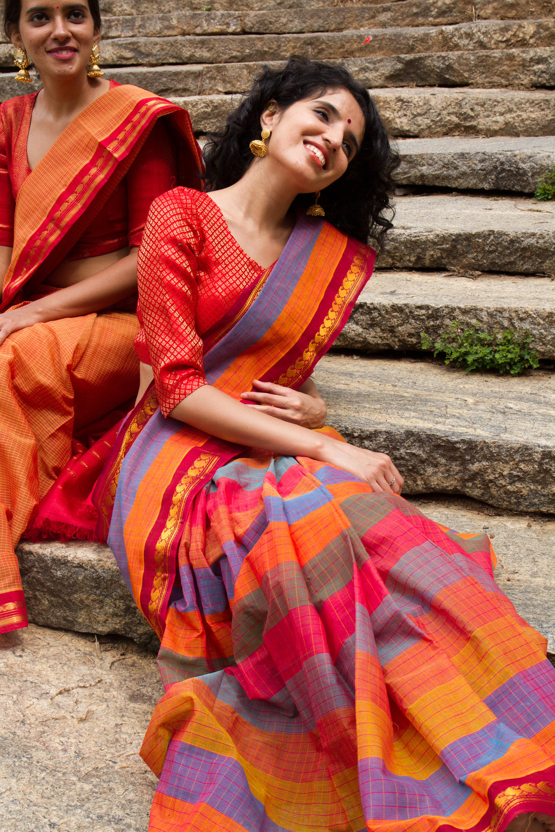 Handwoven Cotton Rainbow Gadwal Saree