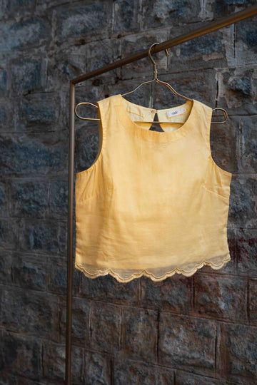 Handwoven Mangalgiri Silk Yellow Blouse